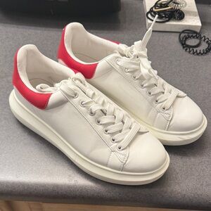 Steve Madden White and Red Sneakers